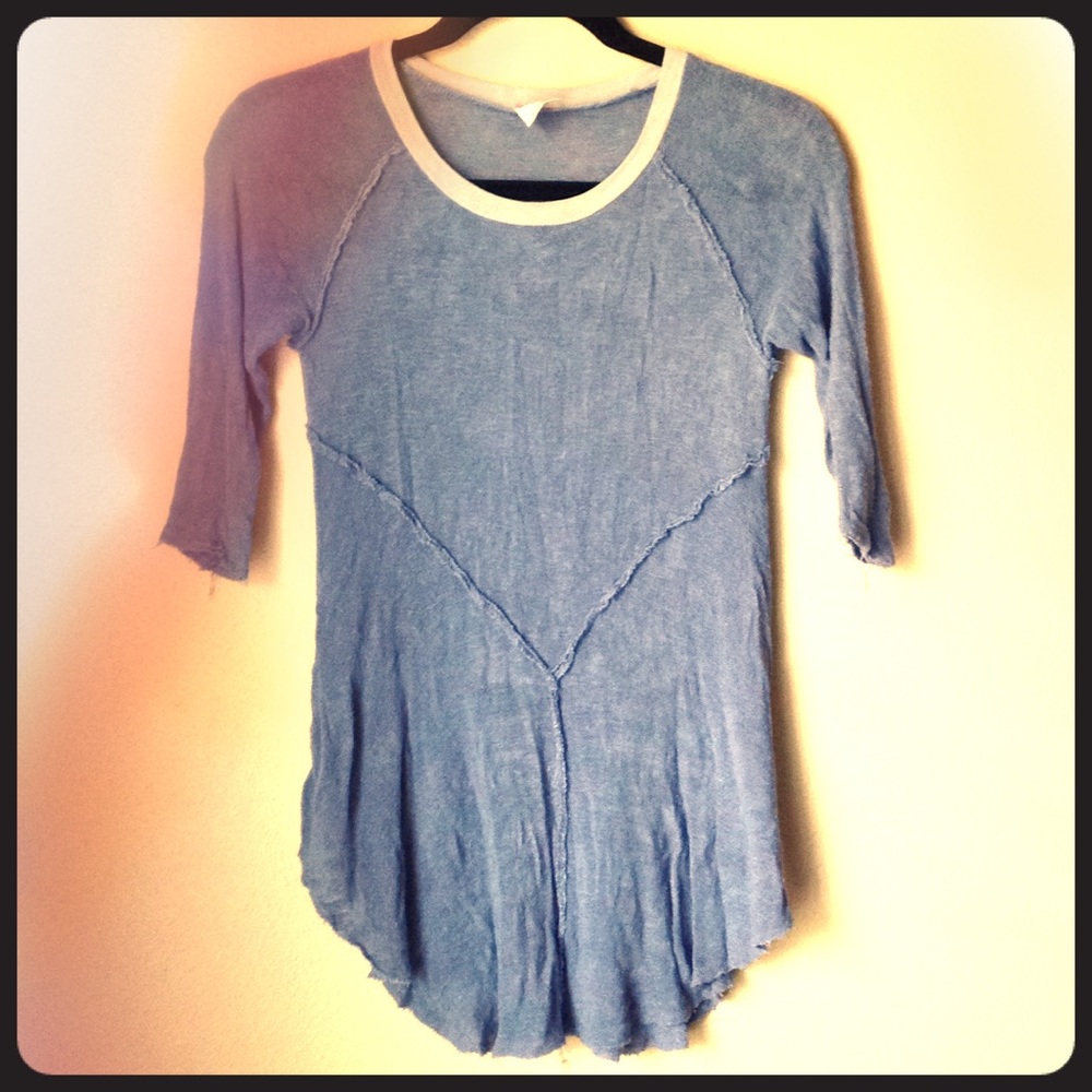 Light blue and gray swing top/tunic